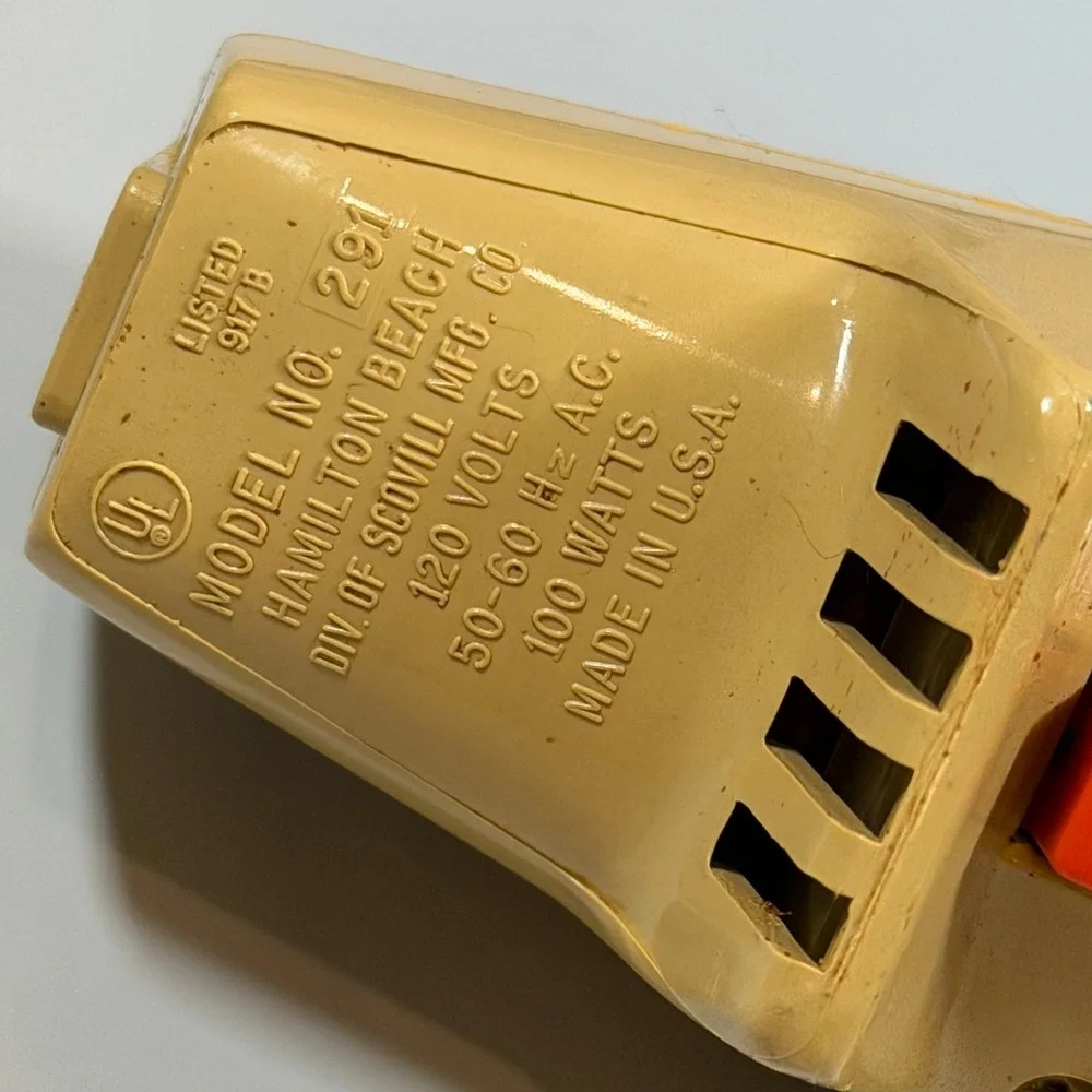 Vintage Hamilton Beach Scovill Model 291 Electric Knife Harvest Gold USA Works
